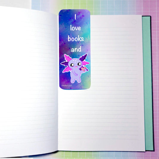 Books and Axolotl Mini Bookmark