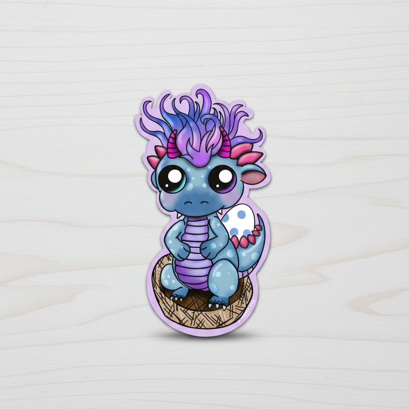 Blue Nesting Dragon Sticker