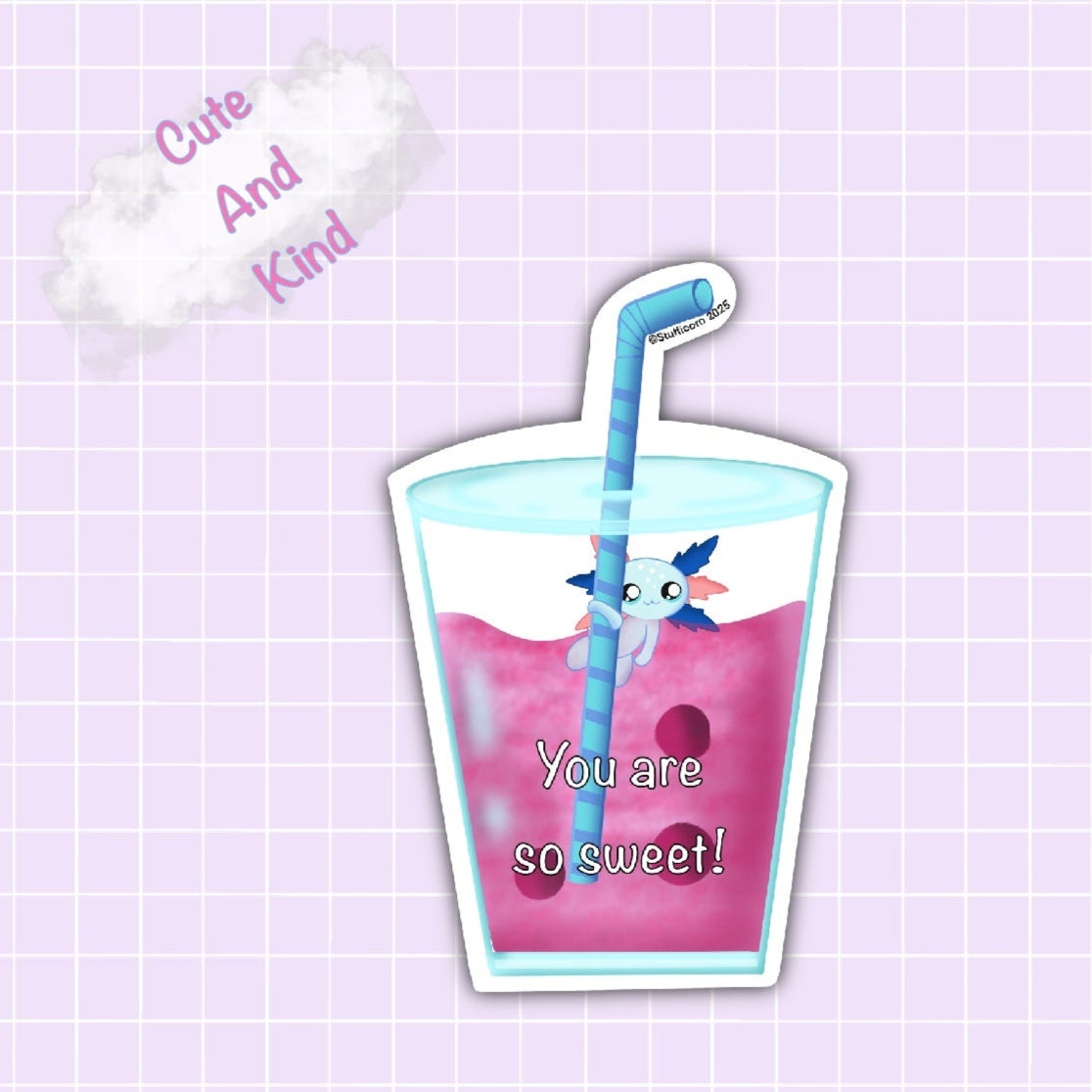 Cute and Kind-Axolotl Boba Sweet Sticker