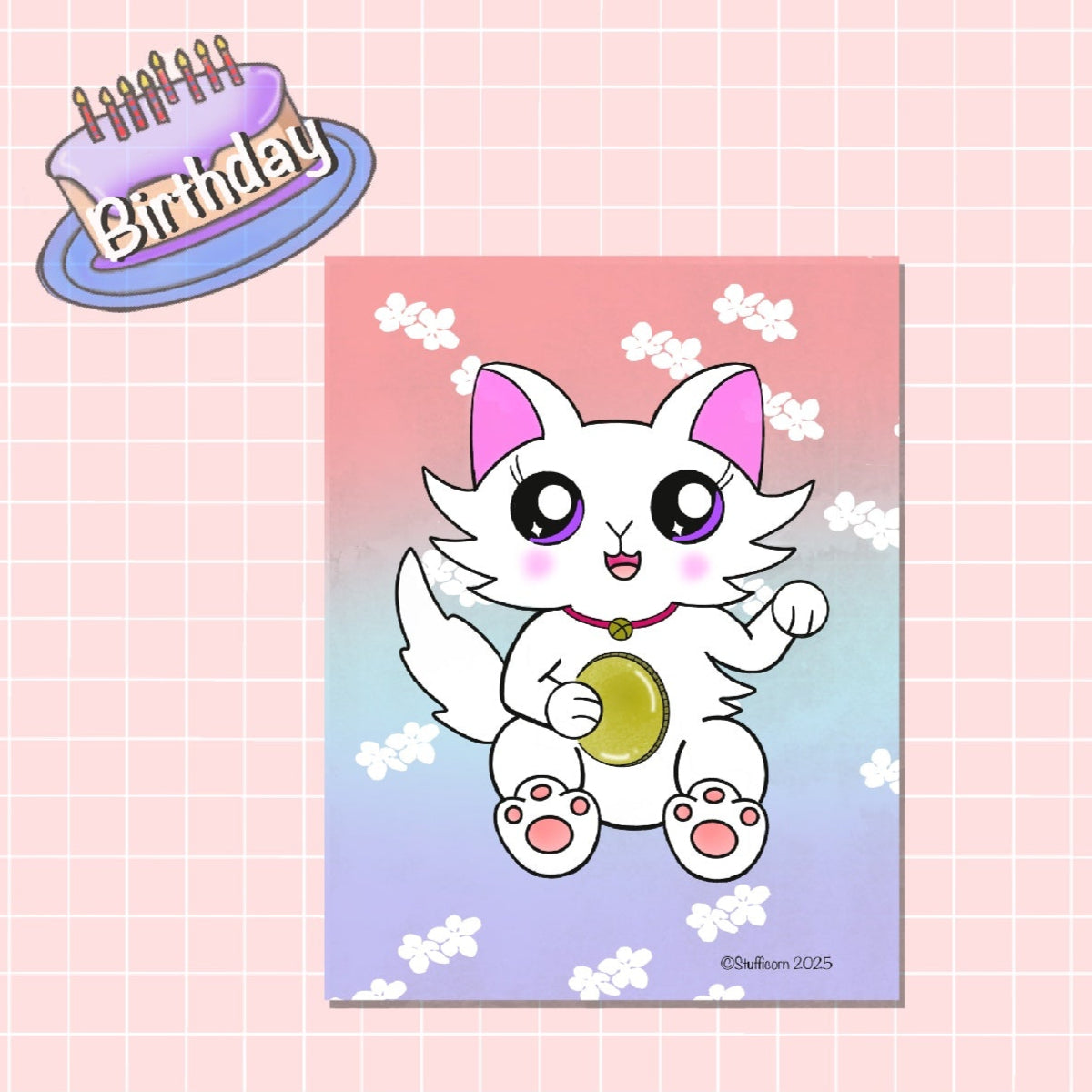 Lucky Cat Daisy Art Print (Birthday Update)