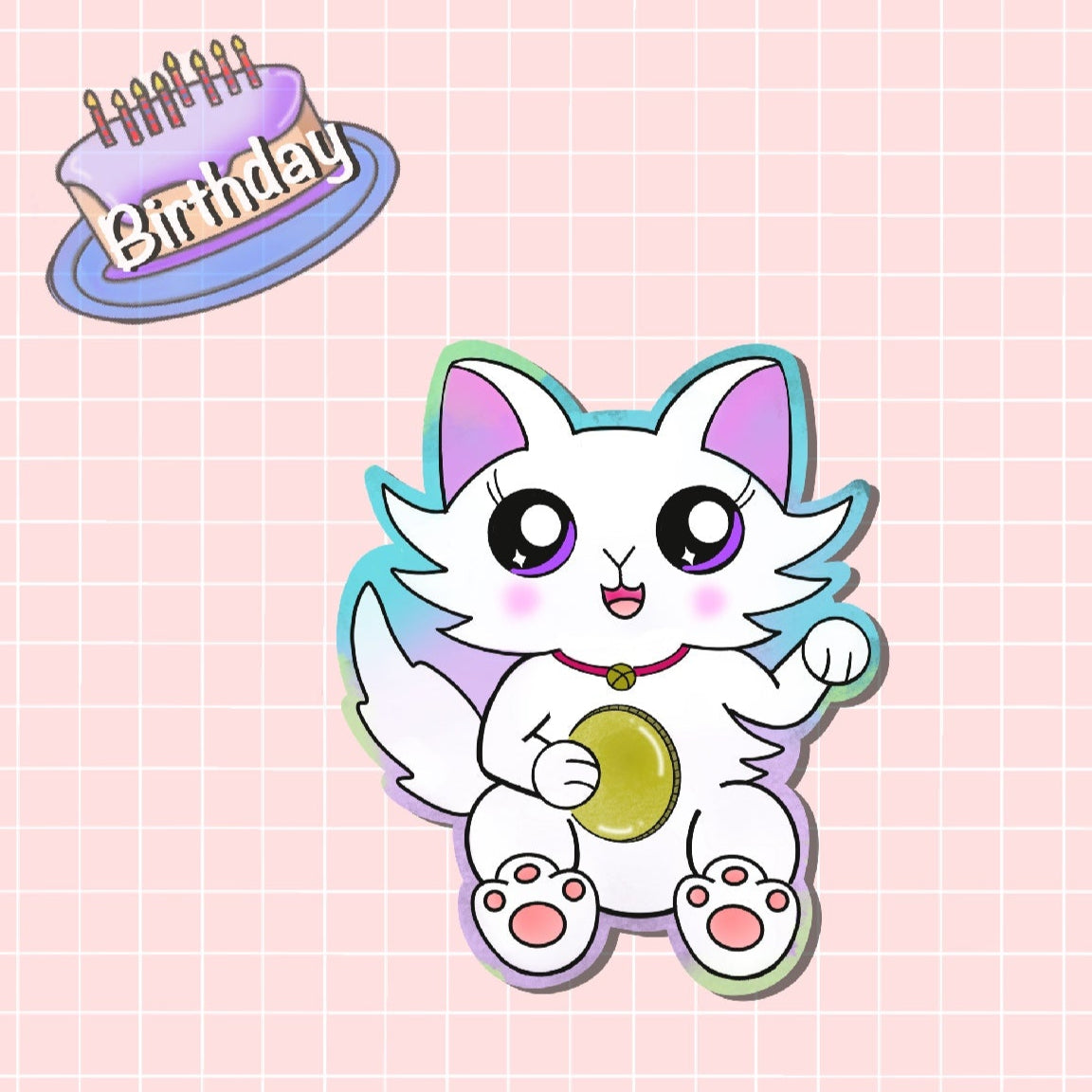Lucky Cat Daisy Sticker (Birthday Update)