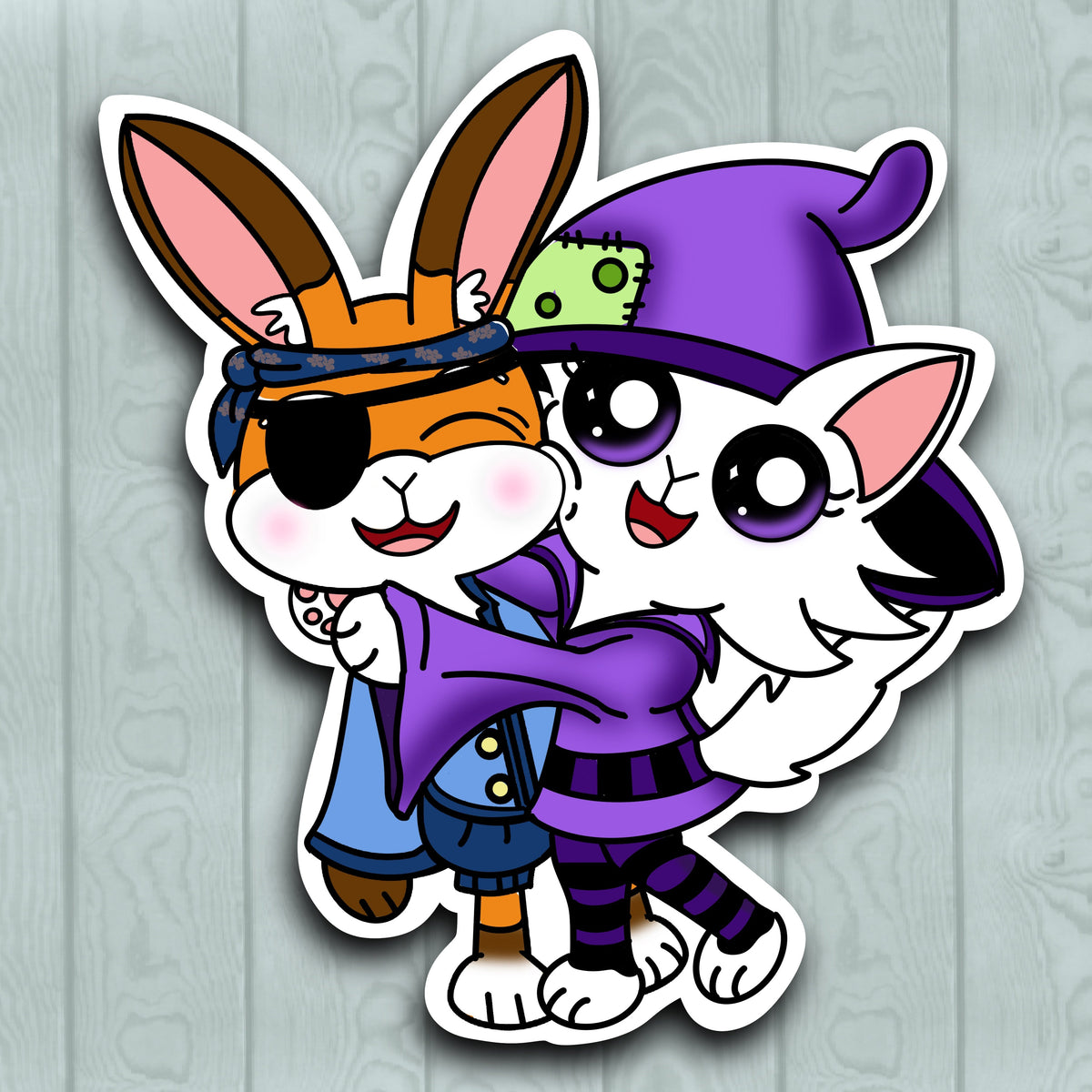 Jo and Daisy Hug Costume Sticker