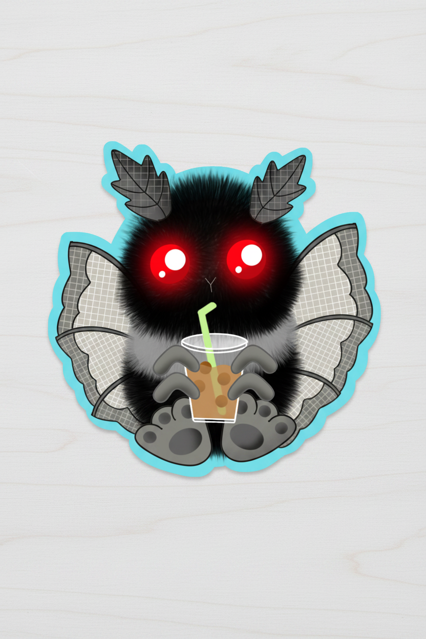 Mothman Drink Boba Tea Sticker