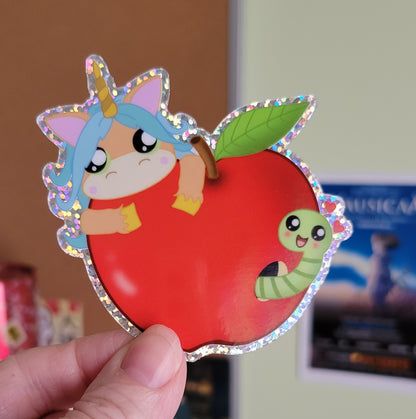 Stufficorn-Apple Sticker (Glitter)