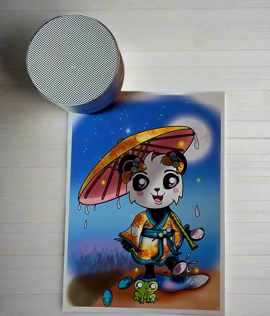 Rainy Night Panda Art Print