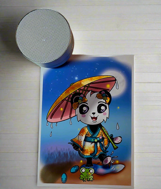 Rainy Night Panda Art Print