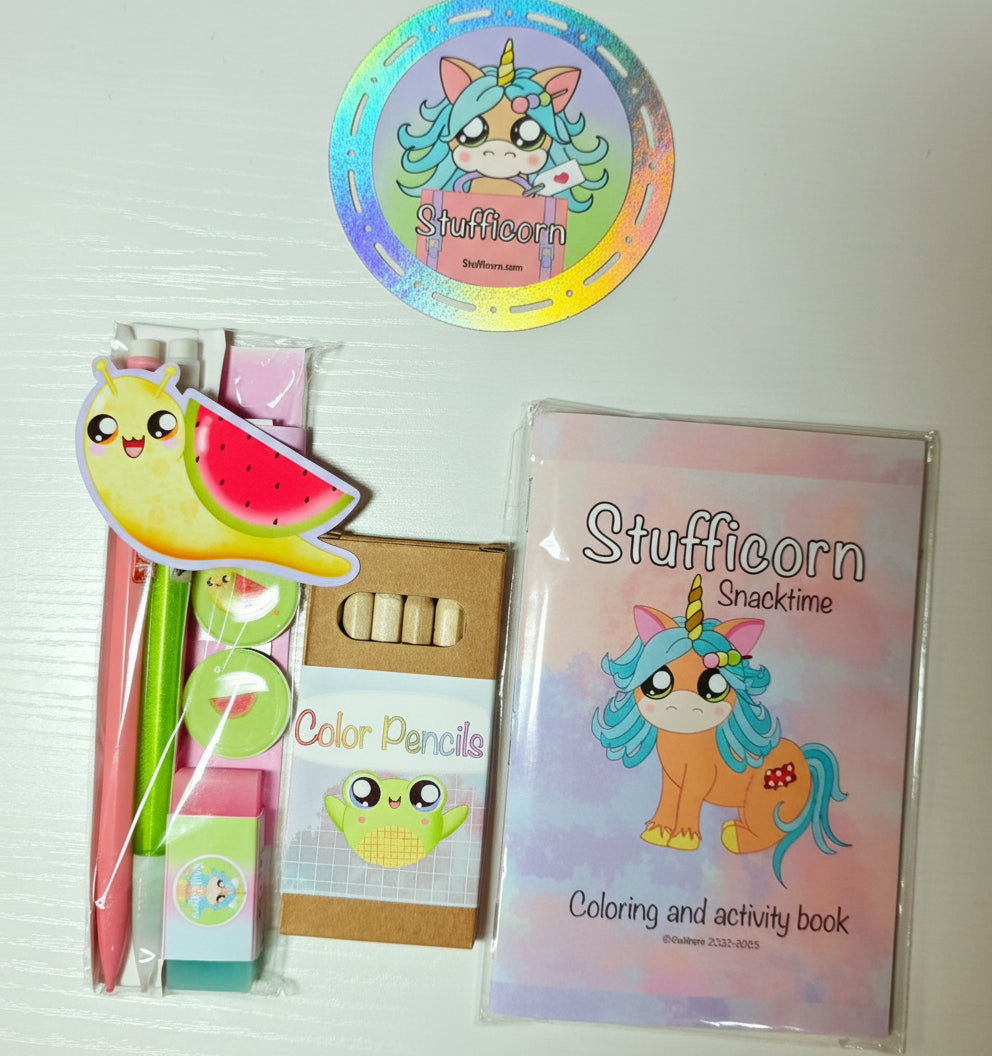 Fruit Snails Pencil Packs with Stufficorn Mini Coloring Book Bundle
