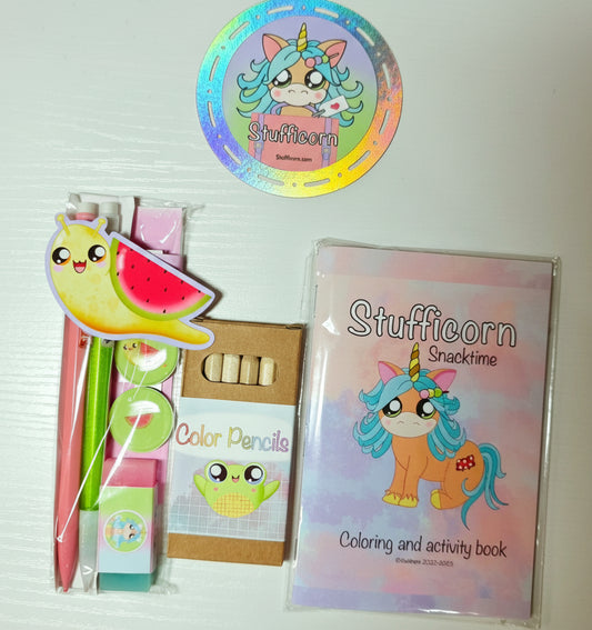 Fruit Snails Pencil Packs with Stufficorn Mini Coloring Book Bundle