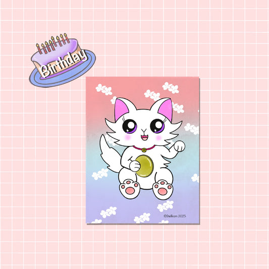 Lucky Cat Daisy Art Print (Birthday Update)