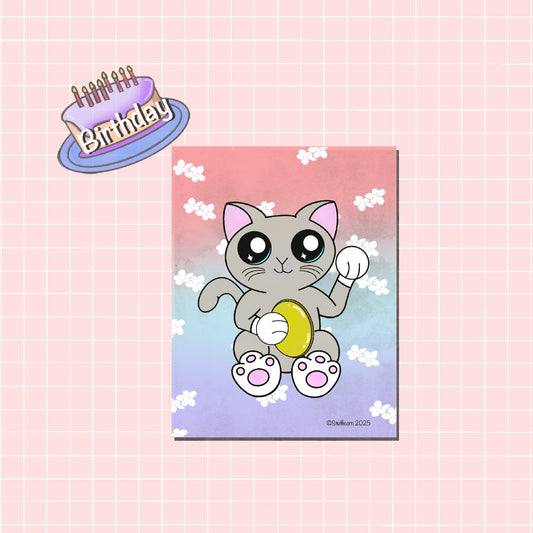 Lucky Cat Grey Art Print