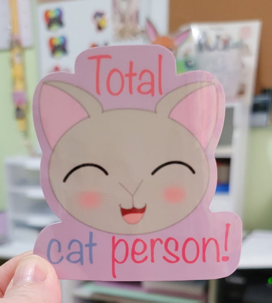 Grey-Total Cat Person Sticker