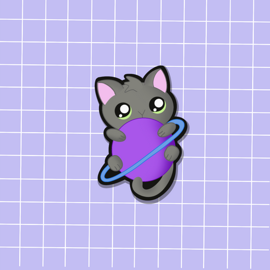 Space Cat-Saturn Sticker