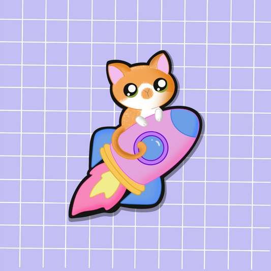 Space Cat-Rocket Sticker