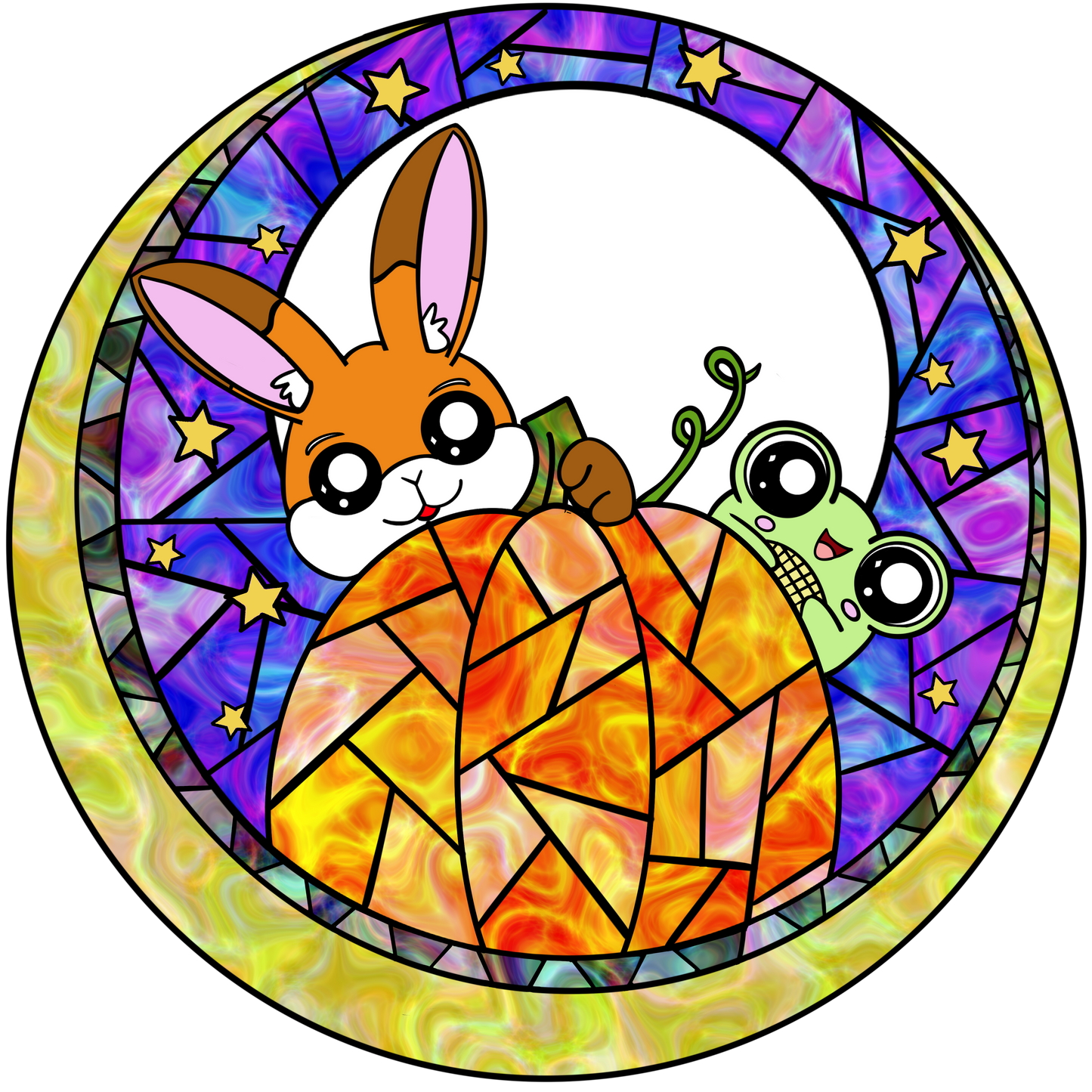 Halloween Stained Glass Decoration Display (Not Real Glass)