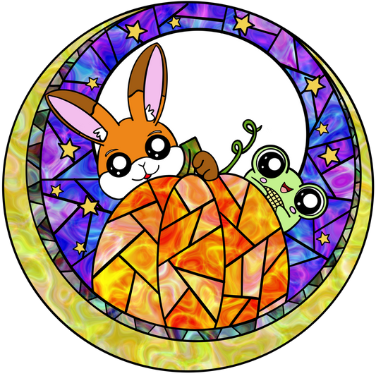 Halloween Stained Glass Decoration Display (Not Real Glass)