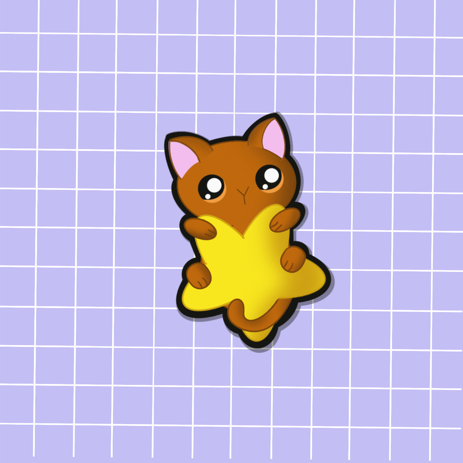 cute brown cat holding tightly to a star