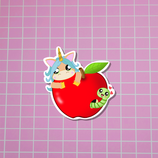 Stufficorn-Apple Sticker (Glitter)