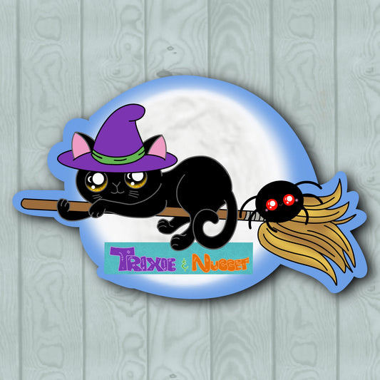 Trixie and Nugget Broom Sticker